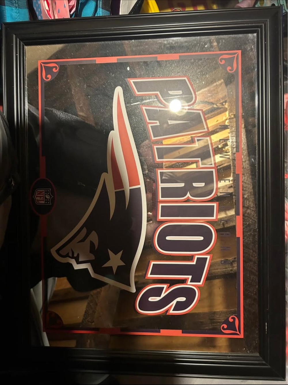 NFL Patriots Framed Team Mirror - Black, Red, Blue, White